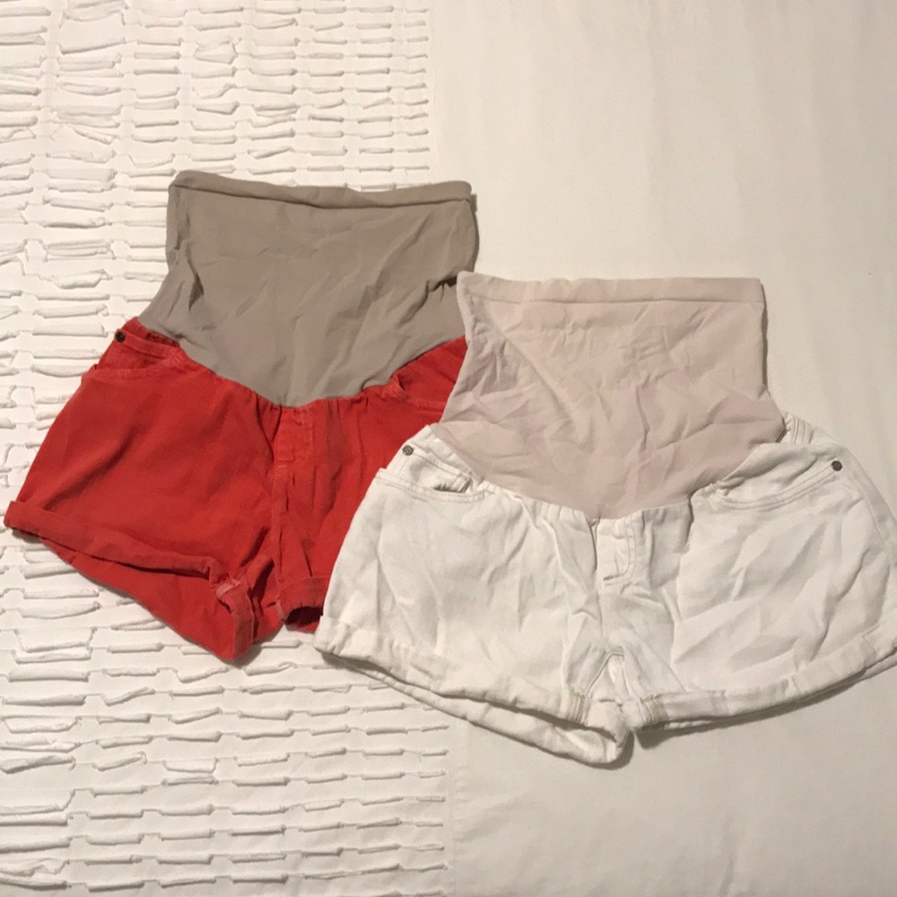 2 pairs- A Pea In The Pod Maternity Shorts- M